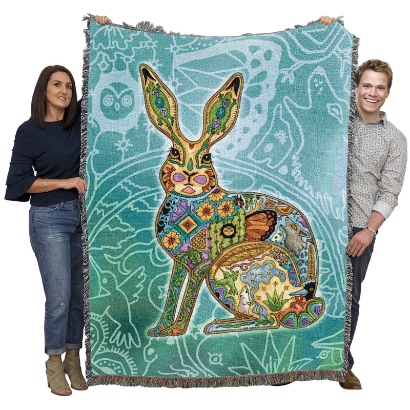 Pure Country Weavers Jackrabbit Animal Spirits Totem - jeté en coton Sue Coccia tissé à partir de coton - fabriqué aux États-Unis (54 x 72)
