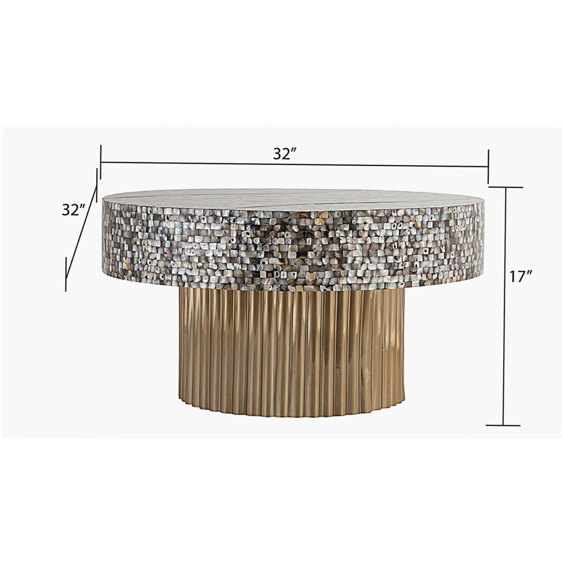 Table basse avec plateau en nacre