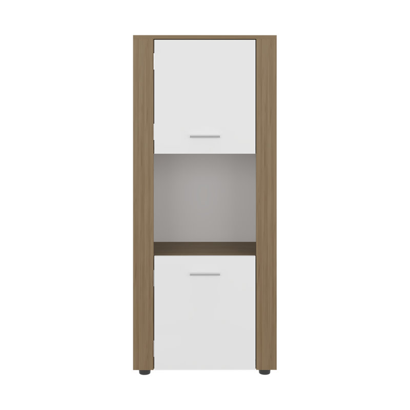 Dorneyville Modern Bookcase With Storage - White And Beige Wood Finish