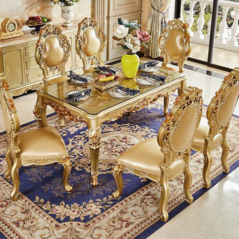 Deluxe Solid Wood Rectangular Dining Table Sets, 29.9"H x 63"L x 35.4"W