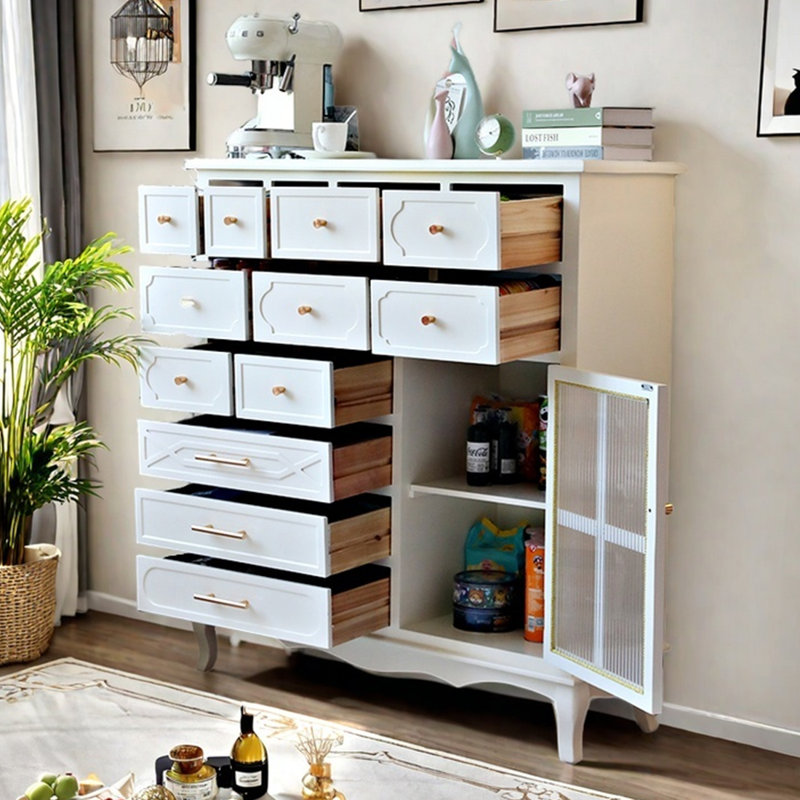 Armoire d'appoint à plusieurs tiroirs Modern Home, Blanc cassé / blanc