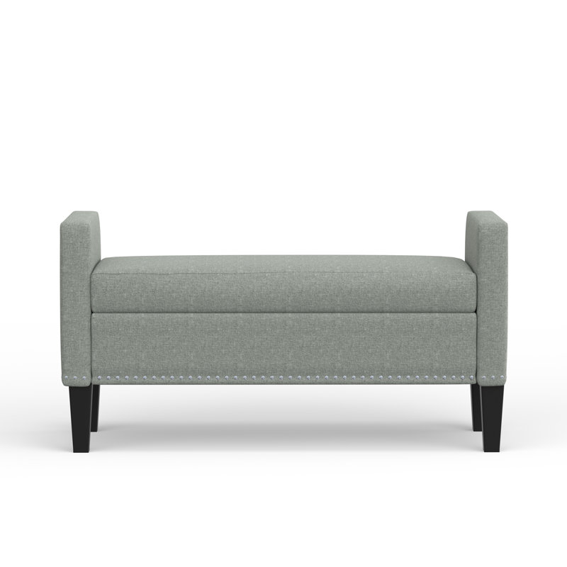 Banc de rangement rembourré Macrina, Pierre, H 24 po x l 46,06 po x P 17,8 po