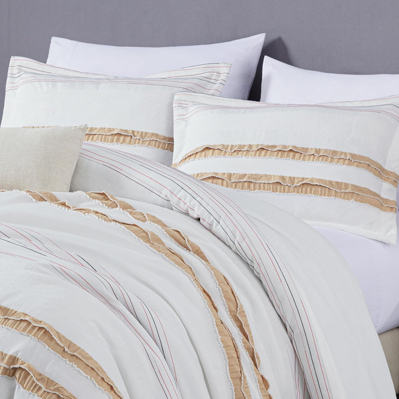 King Size Taupe Multicolor Polyester Comforter Set