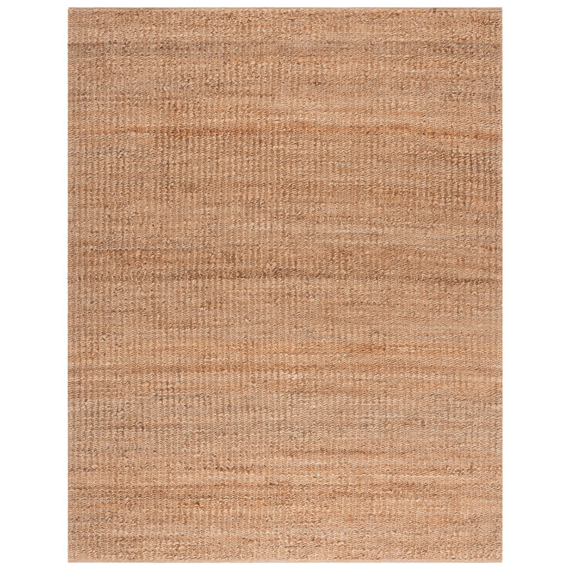 Natural Fiber 371 Handwoven Jute/Recycled Cotton Striped Indoor Use Only Rug in Natural, Rectangle 8' x 10'