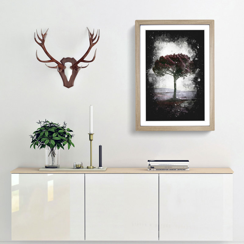Tree in Tuscany Italy - Framed Print, 33cm H x 24cm W x 2cm D, Oak Framed