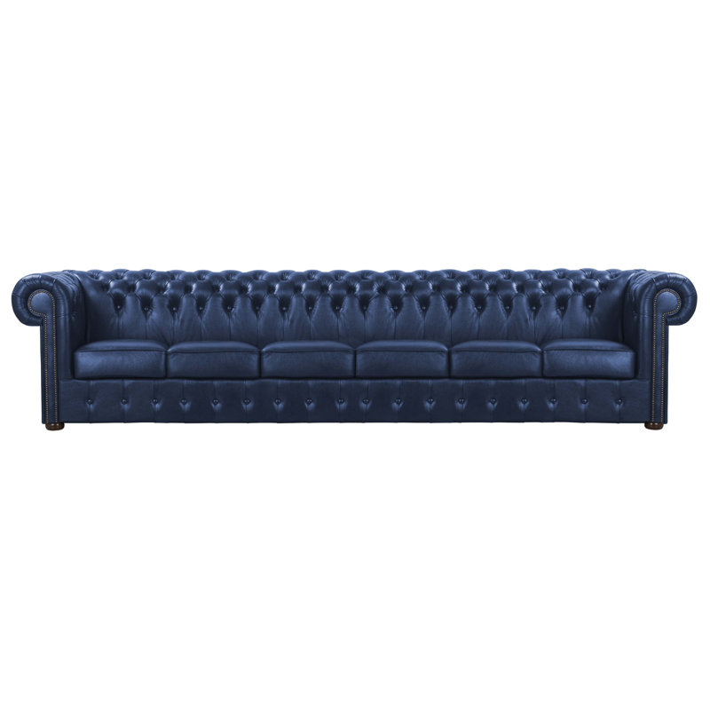 Tamico Genuine Leather Sofa, Blue, 6