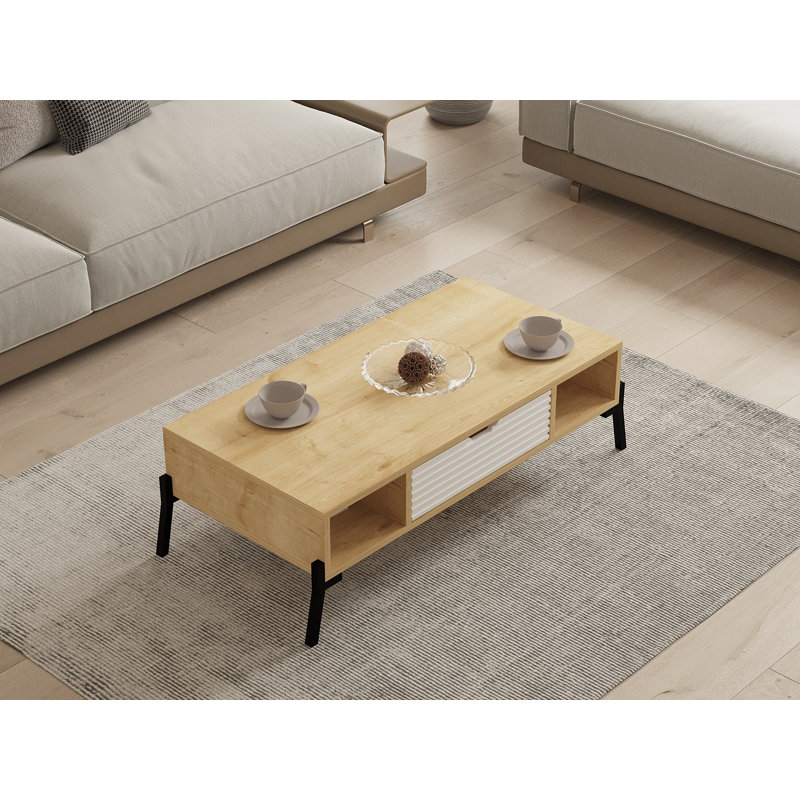 Table basse avec rangement Flara, Brun / blanc