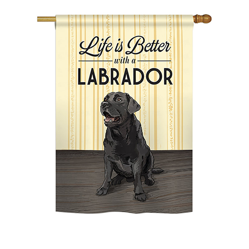 Drapeau pour maison 2 côtés en polyester life is meilleur lab, H 18,5 po x l 13 po