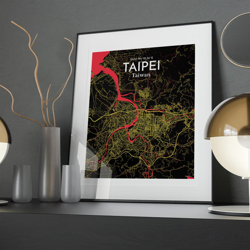 Taipei City Map In Contrast - No Frame Print, 20cm H x 16cm W x 0.05cm D