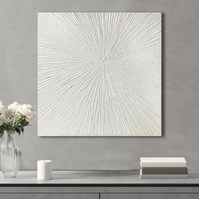Art abstrait mural en résine abstraite - 30 po x 30 po suspendu à la main blanc brillant intérieur l 30 po x H 30 po