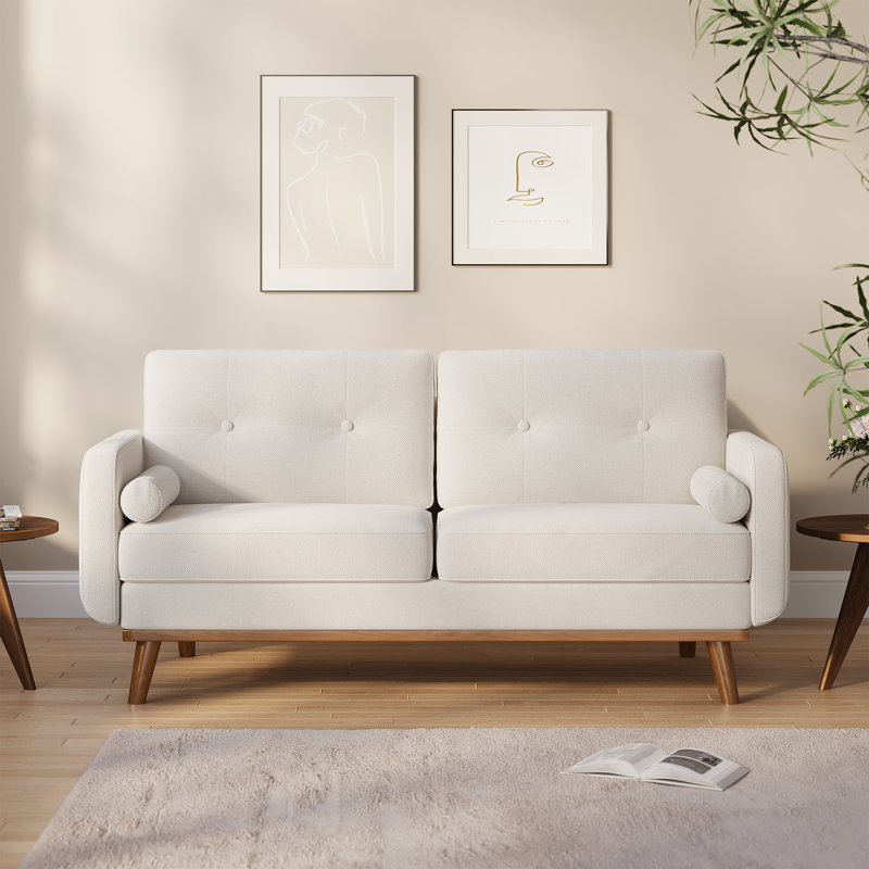 Canapé-lit 65 po Mid-Century, Beige