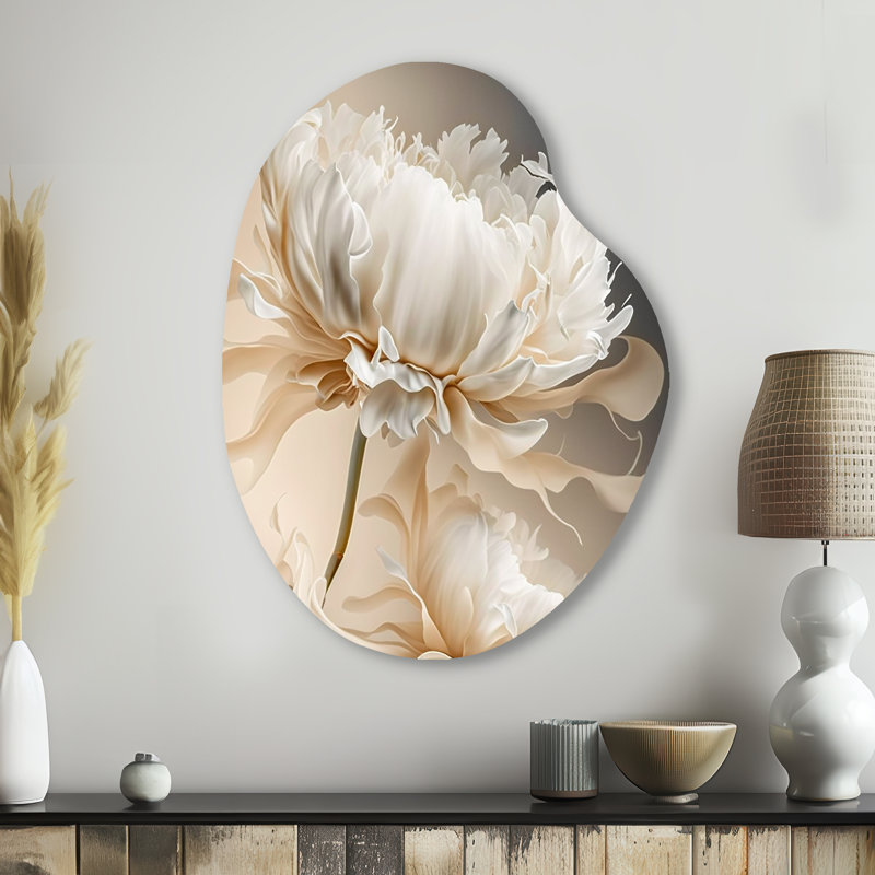 Pivoine I - pivoines en forme de poire, art mural en métal asymétrique, H 38 po x l 28 po x P 1 po
