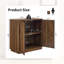 Buffet 31,5 "de largeur Mid-Century moderne avec 2 portes - Armoire de rangement en noyer avec tablette réglable - Conception à pousser - Console d'angle arrondie-1855911428