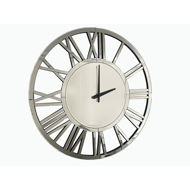 Dobson Wood Wall Clock, Silver, 60cm H x 60cm W x 5cm D