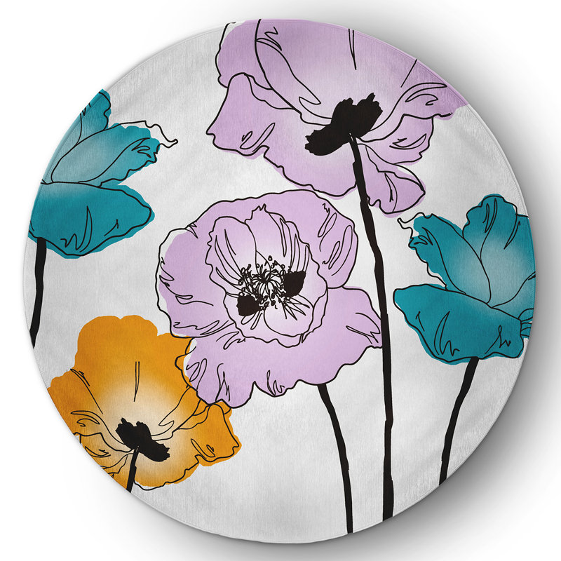 Chenille Floral Indoor Rug, Round 5'
