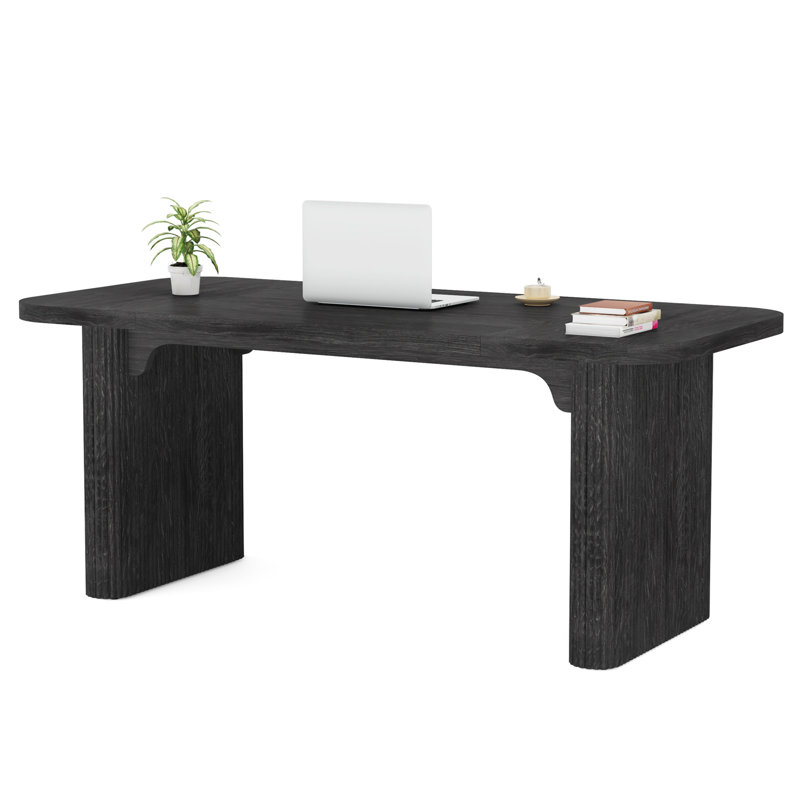 Girace 62.99'' W Modern Simple Executive Computer Desk with Engineered Wood Top and Legs, Black
