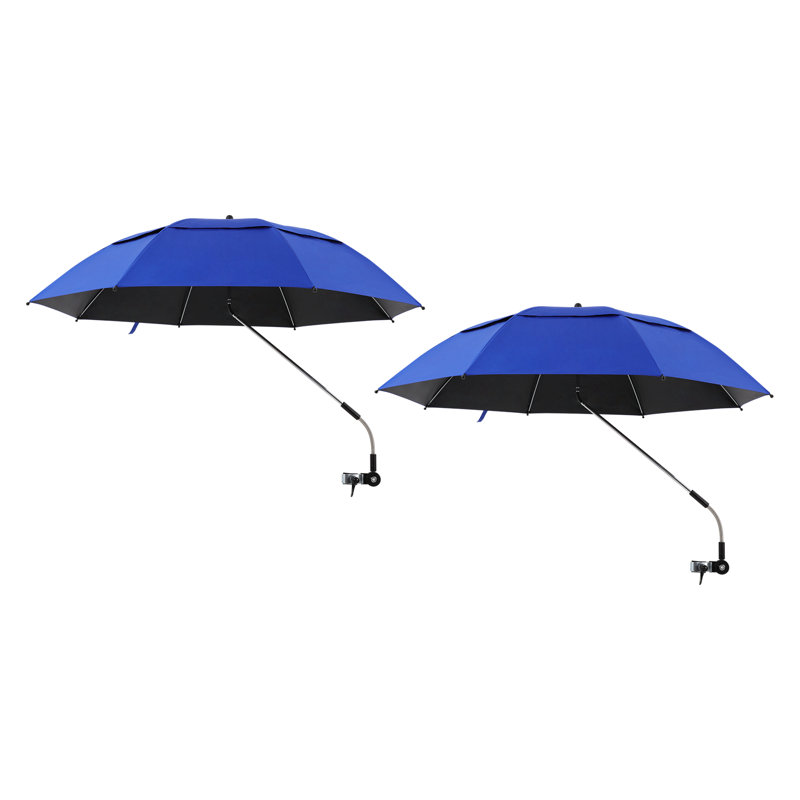 Lot de 2 parasols à pince, parasol de plage réglable à 360° avec pince pour terrasse, camping et voiturettes de golf