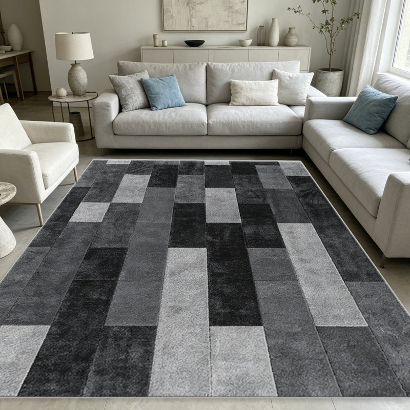 Grey Patchwork carpet-easy to clean, machine-washable, soft and comfortable; suitable for door mats, kitchens, living rooms, bedrooms, corridors, and laundry areas. Easy to clean, durable carpet for home decoration.