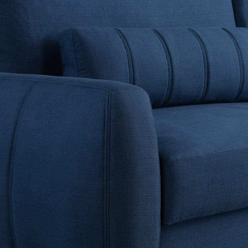 Coddle® Optic Queen Size Convertible Sleeper Sofa with USB-A/C & AC Power Ports in Performance Velvet Fabric, Navy