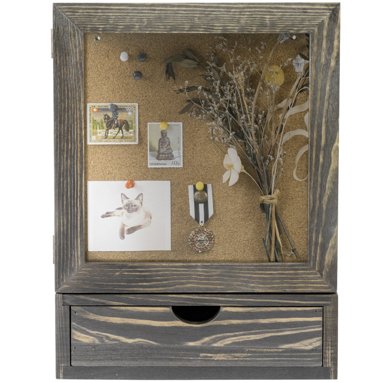 Wall Wood Picture Cork Back Frame with Drawer