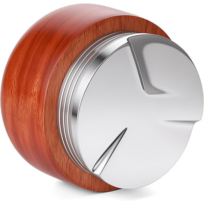 CASABREWS Espresso Distribution Tool, 3-Angled Coffee Leveler for 51mm Portafilters, 304 Stainless Steel Base with Walnut Wood Handle.