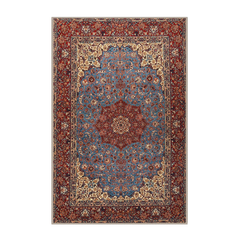 Tapis traditionnel rouge / bleu, Rectangle 2 pi x 4 pi