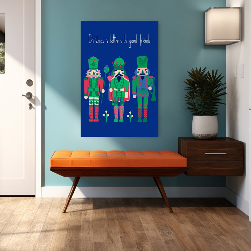 «Christmas», Casse-noisette, amis, hiver coloré traditionnel, impression murale, 48" H x 32" W