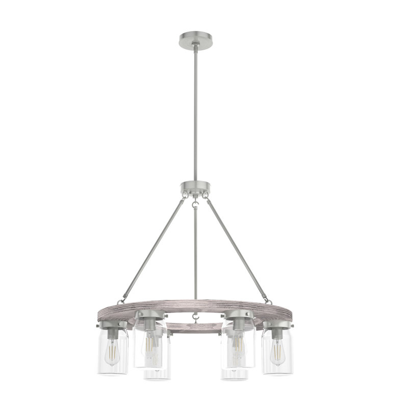 Devon Park 6 - Light Unique / Statement Wagon Wheel Chandelier, Brushed Nickel