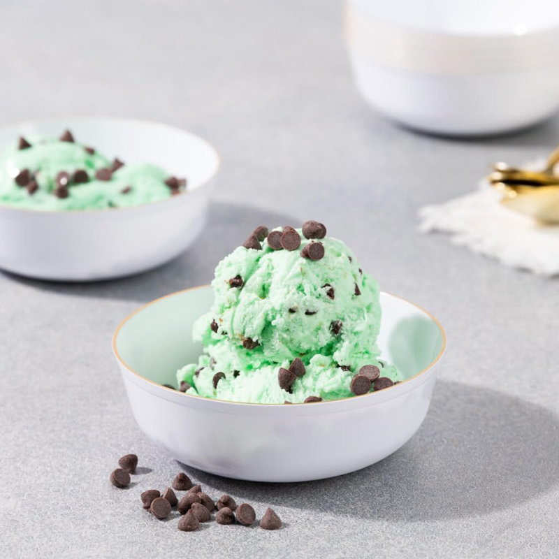 Bols à dessert ronds en plastique blanc 6 oz avec rebord doré EcoQuality, 40