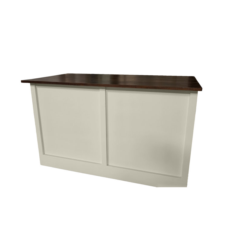 Îlot de cuisine moderne en bois massif de 60 po avec compartiment à poubelle et rangement supplémentaire, Blanc doux