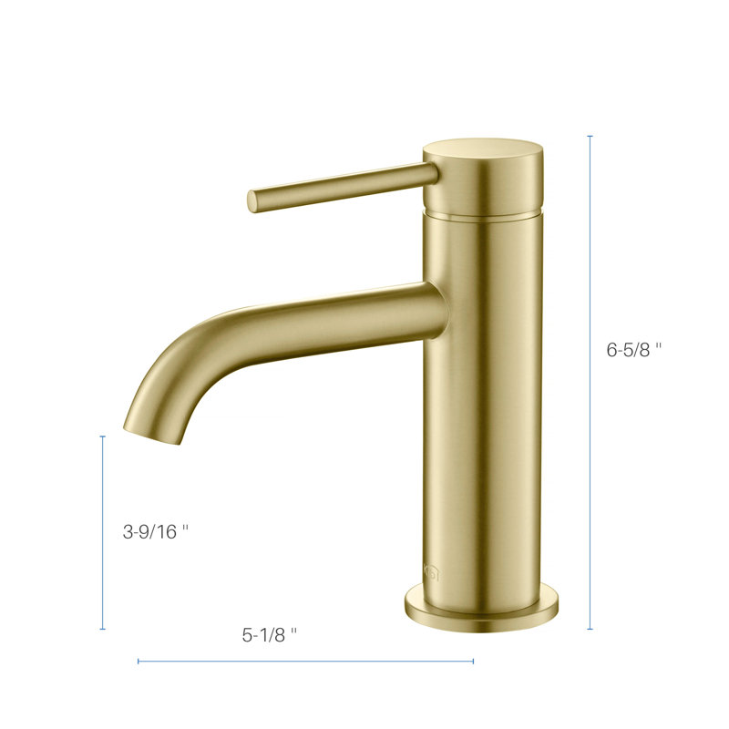 Circular Single-handle Bathroom Faucet, Brushed Gold, Drain Assembly Not Included