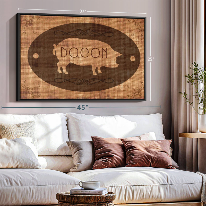 «Bacon Pig Wall Art», H 25 po x l 37 po