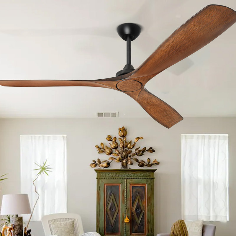 60" Ceiling Fan without Light, with Remote Control, 52" L x 52" W, Walnut