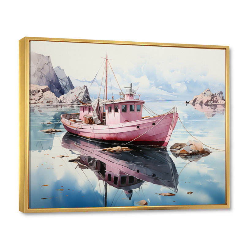 " Pink Teal Iceberg Arctic Mirage ", H 30 po x l 40 po x P 1,5 po, Cadre flottant doré