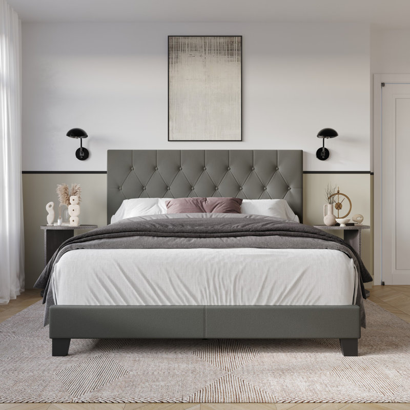 Araseli Upholstered Standard Bed, Queen, Gray