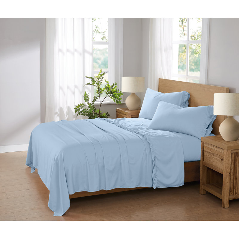 Truly Soft Solid Ruffle Sheet Set, Sky Blue, King