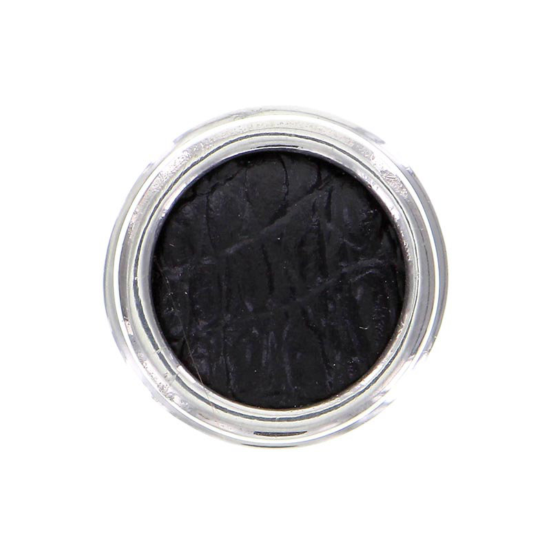 Equestre Round Knob, Polished Silver, Large, Zebra Stone