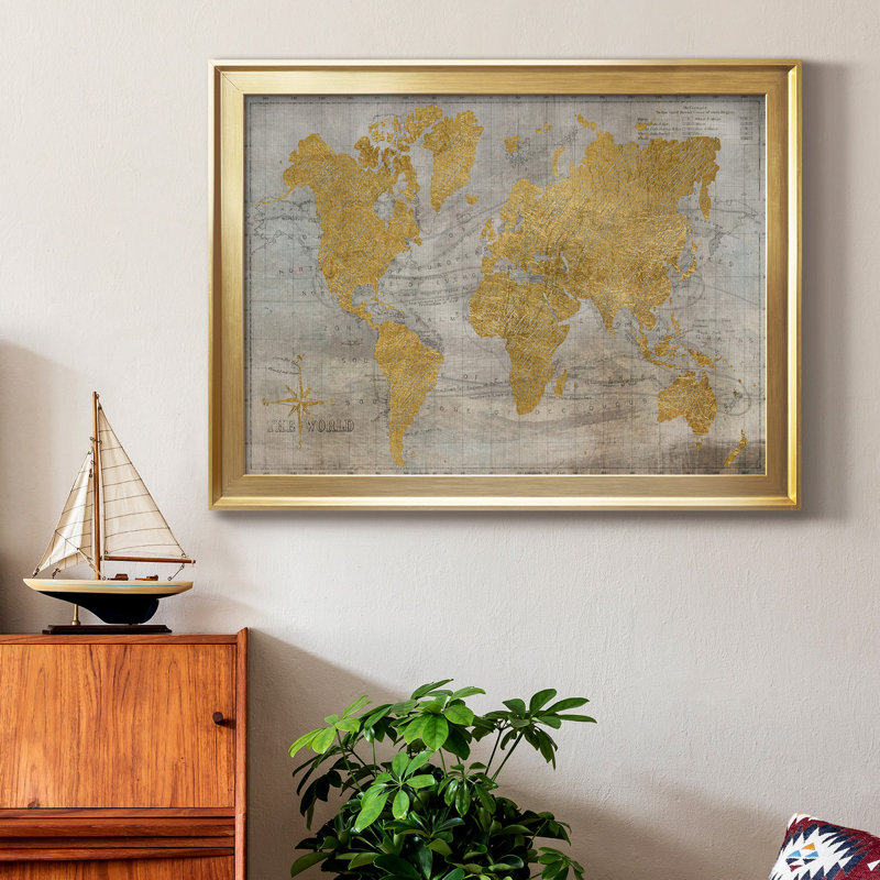 Toile encadrée de qualité supérieure Golden World - prête à être accrochée, Or, H 18,5 po x l 24,5 po x P 1 po