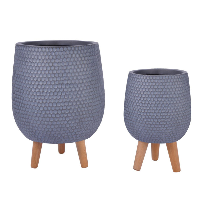Honeycomb Style Egg Planter with Feet, 34cm H x 22cm W x 22cm D, Grey