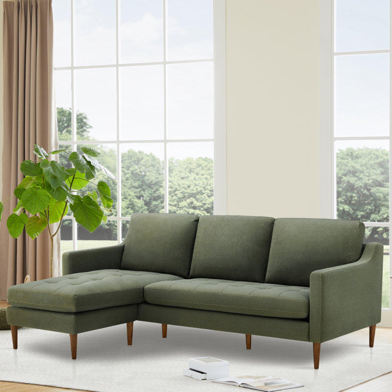 Daylen 2 - Piece Upholstered Tufted Reversible L-Sectional Sofa with Solid Wood Legs