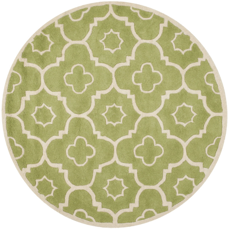 Carolene Hand Tufted Wool Geometric Rug, Round 5'