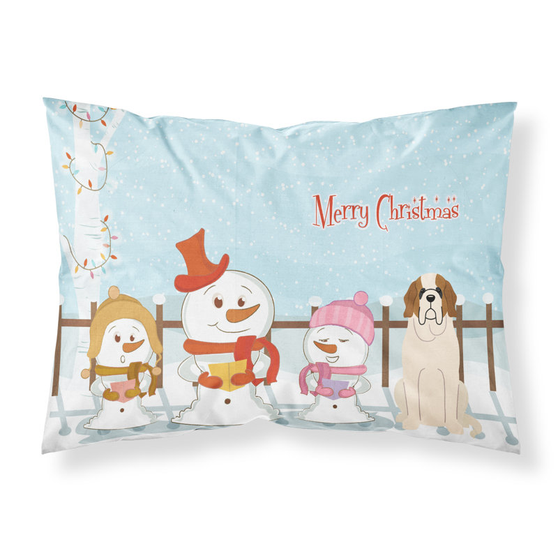 Taie d'oreiller Merry Christmas Merry Christmas, Saint-Bernard et choristes
