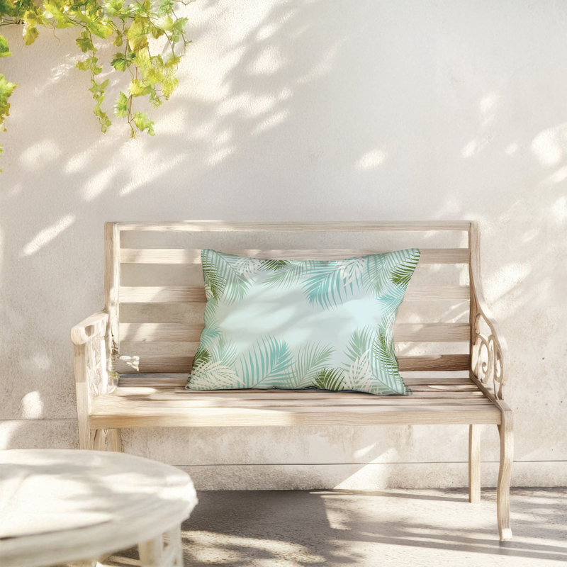 Coussin lombaire d'extérieur Waving Palm Coastal, Bleu