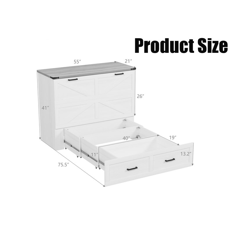 Lit armoire Murphy, Double, Blanc