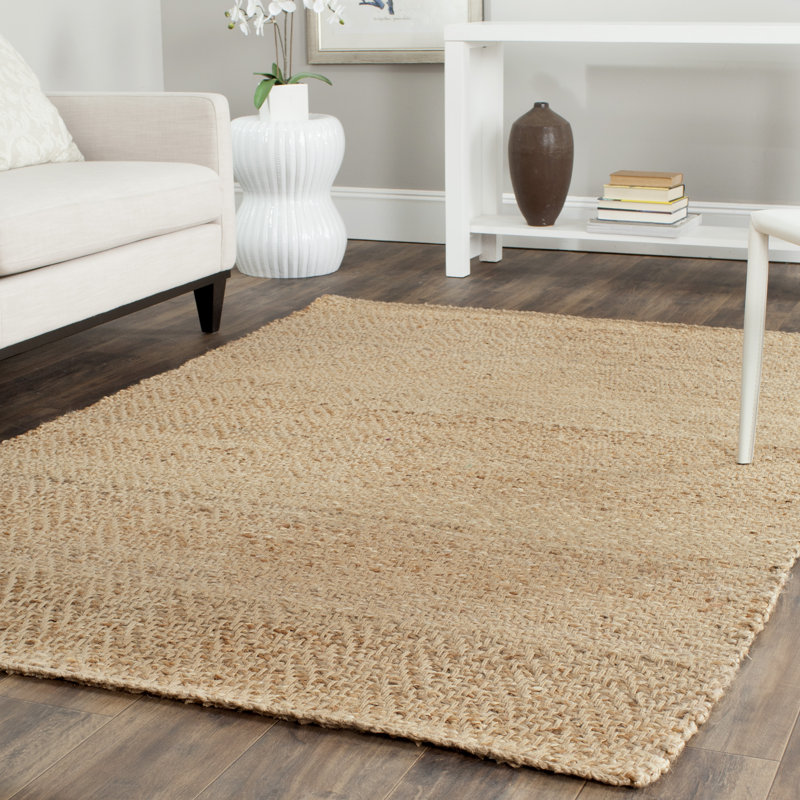 Borrego Natural Fiber Hand Woven Jute Chevron Rug, Rectangle 6' x 9'