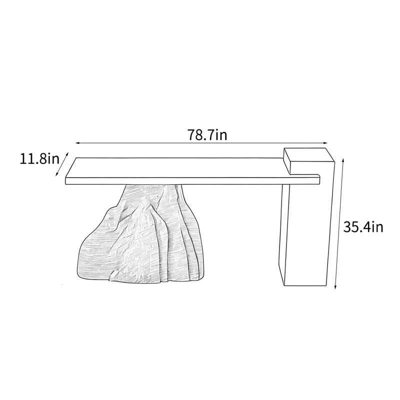 Modern and simple console table, Brown/Gray, 35.4" H x 78.7" W x 11.8" D