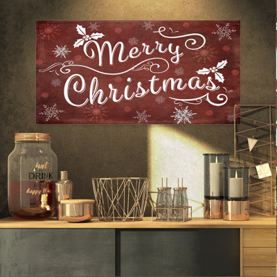 " Merry Christmas Season Greetings on Red " Textual Art Print