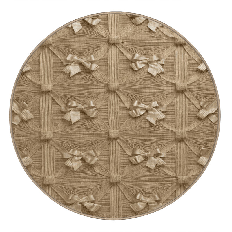 Tapis beige français lavable à la machine, Rond 4 pi