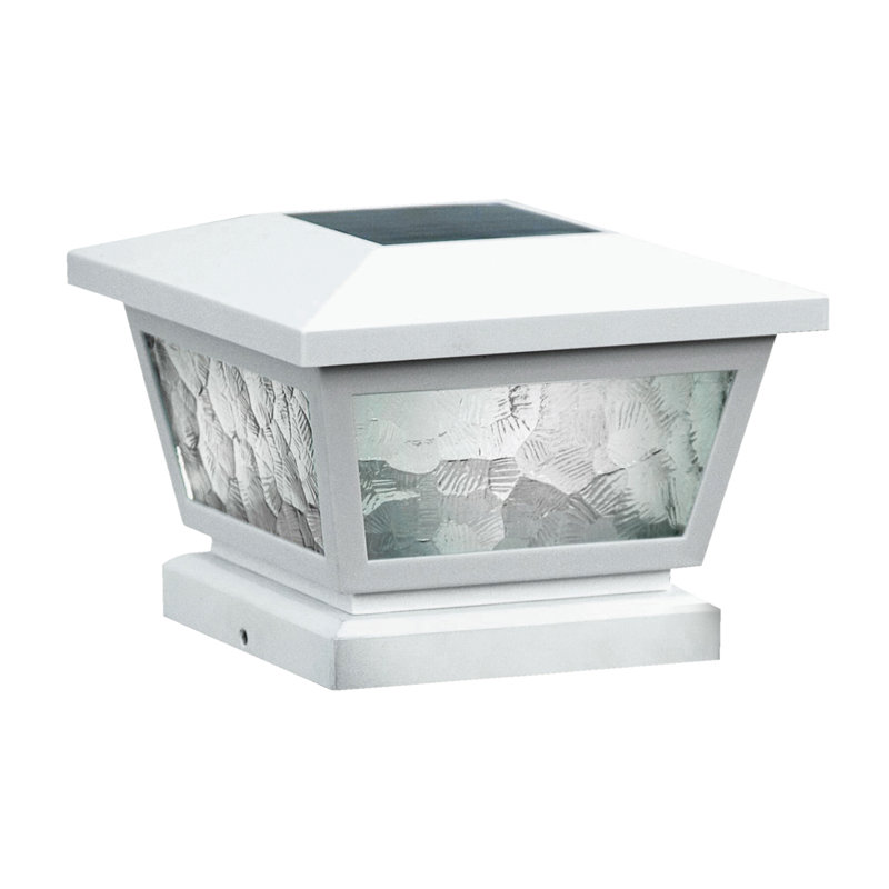 Low Voltage Integrated LED Fence Post Cap Light 5 In. X 5 In. with Base Adapter Included, White