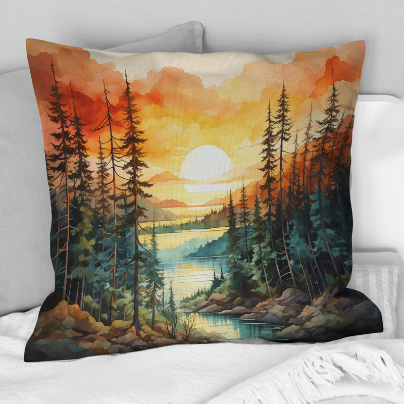 Coussin Pine Tree Sunset Glow II